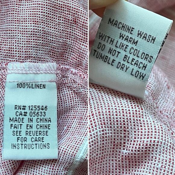 Habitat  100% Linen Button Up Stripe Tunic Top Size L Red Lagenlook Beachy - Picture 6 of 6